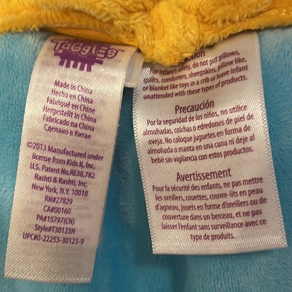 SECURITY Blanket TAGGIES PUPPY DOG Blue Brown Yellow Rattle Lovey Tabs T… - Picture 5 of 7